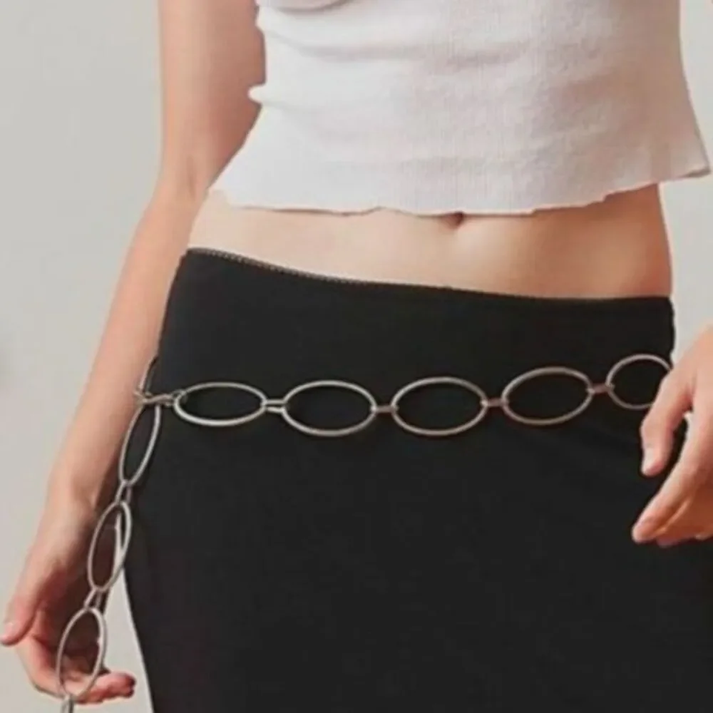 Y2K Accent Chain Belt Silver Tone Hip Belt sz M-L Boho Festival Beach Vacation